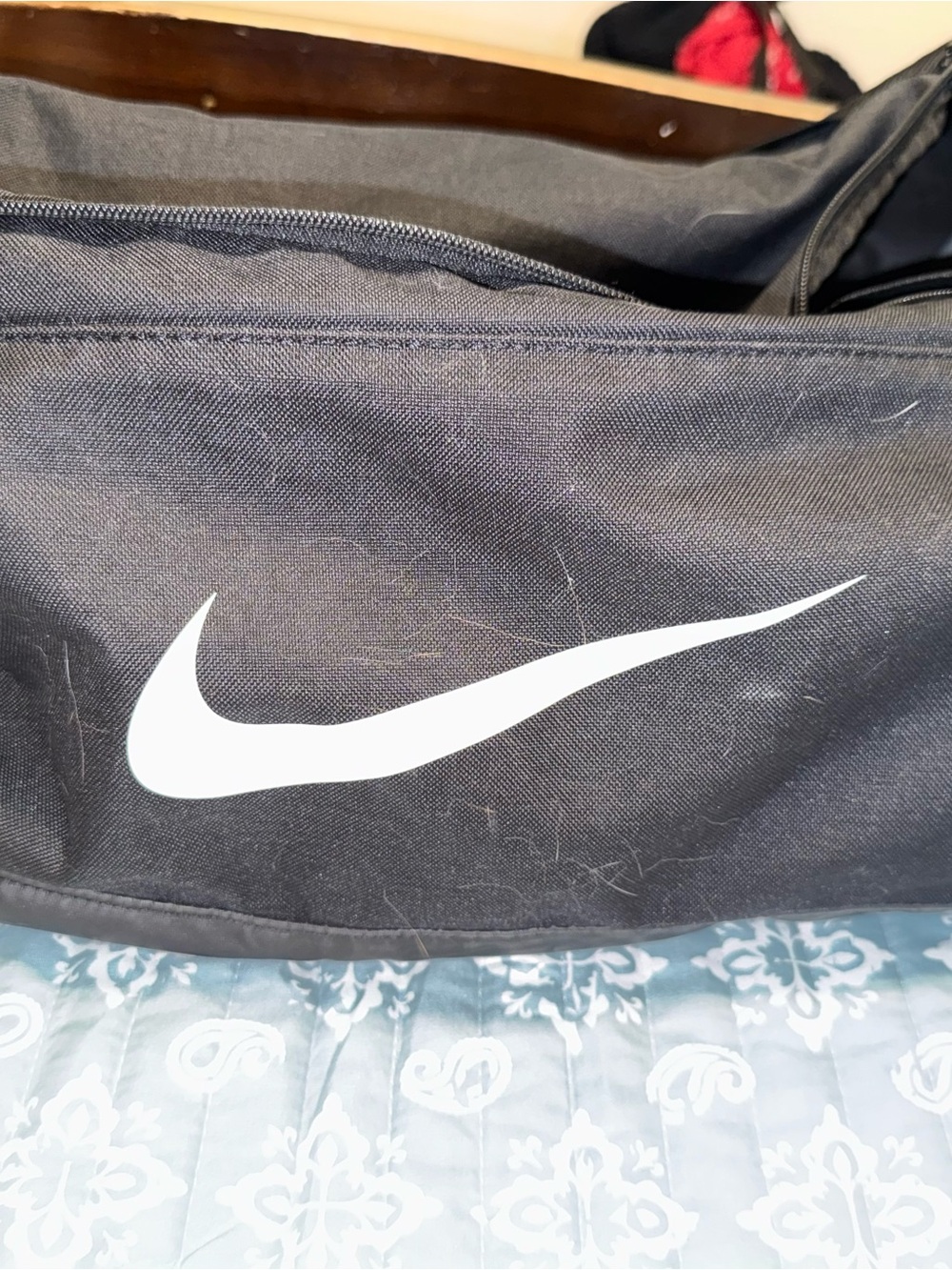 Nike Black Duffel with White Swoosh